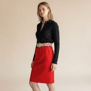 Vintage Steve Fabrikant Red Knit Pencil Skirt